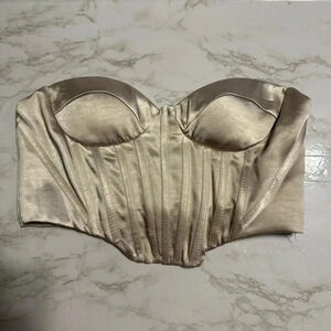 Zara Satin Bustier Top in Champagne